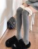 Medias gruesas grises para mujer otoño e invierno JK japonés calcetines negros hasta el muslo calcetines cálidos blancos por encima de la rodilla calcetines altos de encaje
