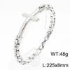 Pulsera de acero de titanio personalizada de estilo nuevo europeo y americano para hombre, pulsera de acero inoxidable con perla cuadrada cruzada para hombre, accesorios de moda para hombre