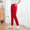 Pantalones de verano para mujer, pantalones Harlan de ocio urbano con cinturón de nueve puntos, pantalones de brocado de algodón y lino, pantalones casuales de cintura alta rectos al por mayor