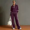 Conjunto Deportivo Casual Transfronterizo Nuevo Amazon 2026: Conjunto de Dos Piezas de Sudadera con Cuello Alto y Bloques de Color Estilo Europeo y Americano con Pantalones de Pierna Ancha