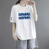 Camiseta de Manga Corta para Mujer, Moda y Tendencia Verano Nuevo Estilo, Corte Holgado, Adelgazante, Versátil, Estampada, Estilo Coreano, Top Simple de Cuello Redondo, Ins