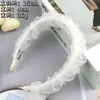 Diadema de Malla Plegada con Perlas Pesadas Hecha a Mano Aro para la Cabeza con Sentido Avanzado de Lujo Ligero Reductor de Edad Cara Pequeña Parte Superior Alta del Cráneo Tarjeta de Presión para el Cabello