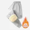 Pantalones deportivos transfronterizos de invierno con forro polar y engrosados para hombre y mujer, pantalones jogger casuales holgados de gran tamaño con forro de lana de cordero
