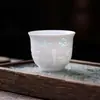 Grasa de Oveja Porcelana Blanca Jade Patrón de Dragón en Relieve Taza de Maestro Caja de Regalo China Set de Juego de Té Regalo de Negocios Cerámica Taza de Té Personal
