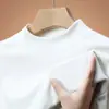 Outono/Inverno 2026 Novo Camiseta Masculina para Meia-Idade e Jovens, Gola Redonda Meia-Alta, Veludo Alemão, Fleece Dupla Face, Quente, Manga Longa, Camada Base