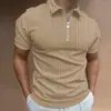 2024 Transfronterizo Verano Europeo y Americano AliExpress Amazon Nueva Camisa Polo Rayada con Cremallera de Manga Corta para Hombre