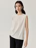Camiseta sin mangas de seda morera de verano con cuello redondo de seda, camiseta básica sencilla y moderna de color liso para mujer