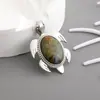 Colgante de Piedra Natural y Cristal Estilo Europeo y Americano Collar DIY Aleación Incrustada Accesorios de Colgante de Joyería de Cristal Transfronterizo