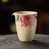 Jarra de Cerámica Grande con Patrón de Loto Entrelazado Rojo Firestone Azul y Blanco, Separador de Agua para Té Doméstico Estilo Chino Vintage