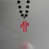 Collar Colgante de Cruz Roja Transparente con Cuentas Estilo Gótico Oscuro Cadena para Clavícula de Moda Nicho Punk para Mujer Tendencia