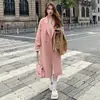 Abrigo de lana rosa para mujer Otoño e invierno 2023 Nuevo estilo coreano suelto de longitud media estilo Hepburn abrigo de lana