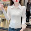 Nuevo suéter de otoño temprano para mujer de dos piezas falsas 2025 otoño moda moderna estilo occidental costuras otoño manga larga top