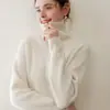 Nuevo suéter de cachemira grueso de punto para mujer, de otoño e invierno, con media cremallera y cuello alto, prenda de punto versátil