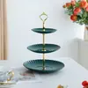 Suporte de Exibição de Enfeites de Mesa de Sobremesa de Três Camadas Casamento Festa de Aniversário Suporte para Bolo Conjunto para Chá e Doces Prato de Frutas para Sobremesa