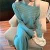 Conjunto de Vestido de Tirantes de Punto 2025 Otoño e Invierno Nuevo Suéter de Punto Elegante Coreano para Mujer Conjunto de Moda de Dos Piezas