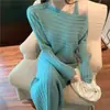 Conjunto de vestido de tirantes de punto 2026 otoño e invierno nueva moda para mujer estilo coreano suéter de punto conjunto de dos piezas