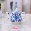 Tetera de Cerámica Azul y Blanca para el Hogar Resistente a Altas Temperaturas Hervidor de Agua Fría Filtro Tetera de Gran Capacidad Hotel Restaurante Hervidor de Agua Hervidor de Vinagre