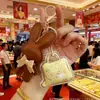 Colgante para Teléfono Bolsa Dorada, Oro Puro 999, Llavero Creativo con Colgante de Conejo y Diseño de Sapo Dorado