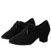 Zapatos de Baile para Exteriores de Cuero Oxford Negro para Mujer 2026 Otoño Tacón Medio Zapatos de Maestro Suela Suave Zapatos para Baile de Salón y Baile Cuadrado