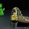 Alta calidad incrustado oro pilar dios de la riqueza guanyin buda dragón cinco maestro colgante escénico citrino buda cadena para suéter collar