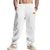 Estação Independente Transfronteiriça Nova Calça Casual de Linho de Verão para Homem Perna Larga Respirável Simples Calça de Praia para Homem