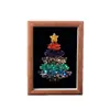 Grava de Cristal Arcoíris Natural Marco de Fotos de Árbol de Navidad Pintura Decoración Navideña Pintura Hecha a Mano Hogar Pintura Decorativa de Cristal Venta al por Mayor