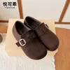 Zapatos Birkenstock de cuero genuino con suela gruesa para aumentar la altura y cobertura total para mujer, nuevos de otoño 2026, mocasines casuales tipo slip-on vintage