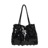 Bolsa Popular para la Axila Otoño/Invierno 2026 Estilo Coreano Diseño de Nicho Bolso Tote Grande de Lentejuelas Bolso Elegante Versátil de Hombro Cruzado