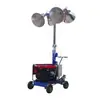 Coche de iluminación esférico empujado a mano elevación manual manivela poste de luz galvanizado de 5 metros pata de soporte mecánica coche de iluminación esférico móvil