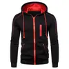 Sudadera con capucha de cremallera completa y bloques de color para hombre, superventas transfronteriza, con cordón en la capucha y bolsillos con cremallera, ropa de hombre en stock