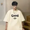 Camiseta Retro Americana de Manga Corta para Hombre, Verano, Algodón Puro de Peso Pesado, Marca de Moda para Adolescentes, Camiseta de Media Manga Holgada y Versátil