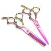 Tijeras de Peluquería Mango de Dragón Monstruo Morado de 6.0 pulgadas Tijeras para Cortar el Cabello Tijeras Planas Tijeras para Flequillo Tijeras Adelgazadoras Zl
