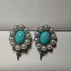 Accesorios para pendientes de botón de perla DIY Aguja de plata de ley S925 Soporte vacío de perla ópalo Soporte para pendientes de botón de pino verde Venta directa de fábrica