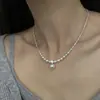 Colar de Pérolas Quebradas Prata High-End Retrô Design de Luxo Acessível Nicho Corrente de Clavícula Elegante e Gentil Colar Elegante