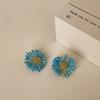 Aretes de Flores Mori Daisy para Mujer Atmósfera Fotográfica Aretes Estilo Vacaciones Turísticas 2025 Nuevos Aretes de Verano