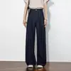 26 Pantalones Anchos Rectos de Cintura Alta para Otoño, Resistentes a las Arrugas, Caída Suave, con Costuras Visibles, Jeans Suaves Color Azul Denim Vintage para Mujer 25766