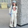 Conjunto de suéteres esportivos para meninas primavera e outono novo moda infantil cuhk estilo nacional suéter casual chinês conjunto de duas peças