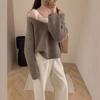 Suéter Holgado Casual Versátil para Mujer Otoño e Invierno Nueva Moda Reductor de Edad Adelgazante Cuello Redondo Suéter Pulóver