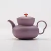 Bule de Chá Cerâmico Roxo Lavanda com Pontos Dourados e Filtro com Furo de Bola para Uso Doméstico, Bule Pequeno Novo Estilo Chinês para Preparar Chá