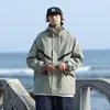 Jaqueta corta-vento da marca de moda masculina Tangkez para acampamento ao ar livre e montanhismo, Casaco com capuz de caimento solto estilo americano