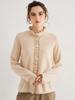 Moda 100 Cashmere Sweater Feminino Cashmere Meia Gola Alta Fivela de Pérolas Emagrecimento Pullover Puff Manga Suéter