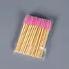Cepillo para pestañas desechable con mango de bambú, cepillo para pestañas y peine para cejas de bambú de colores, cepillo en espiral para extensiones de pestañas