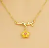 Accesorios transfronterizos: pendientes, anillos y collar de oro vietnamita en arena, conjunto de tres piezas, collar de flores de latón chapado en oro, joyería de oro de imitación.