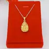 Colgante Hueco de Gota de Agua Chapado en Oro Vietnamita para Mujer, Collar Hueco de Moda Brillante con Gota de Agua, Cadena Ondulada de Agua de Imitación Dorada, Regalo para Mamá