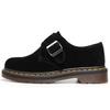 Zapatos Bajos de Piel Pequeños 1461 para Mujer, Botines Cortos Estilo Británico con Hebilla, Gamuza Piel Genuina de Vaca, Punta Redonda, Zapatos Casuales Versátiles para el Trabajo para Hombre