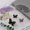 Manija de Agujero Único para Armario Guardarropa de Lujo Ligero Nórdico Minimalista de Alta Venta, Manija Cuadrada de Pétalo Azul Blanco de Dibujos Animados de Mariposa