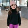 Suéter de una pieza para niños y niñas con forro polar de terciopelo, grueso, estilo occidental, moda, cuello alto, visón, infantil, invierno, camiseta base para mujer