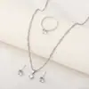 Conjunto de Joias Mais Vendido Transfronteiriço, Colar, Brincos, Anel Clássico Feminino de Cristal Zircônia Redonda, Acessórios de Casamento