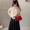 Cardigã suéter redondo macio e aconchegante estilo retrô coreano para mulheres, novo design outono e inverno com um toque casual