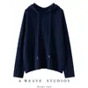 Suéter de punto para mujer, de manga larga, corte holgado, talla grande, casual, versátil, con capucha y diseño de punto acanalado tridimensional
